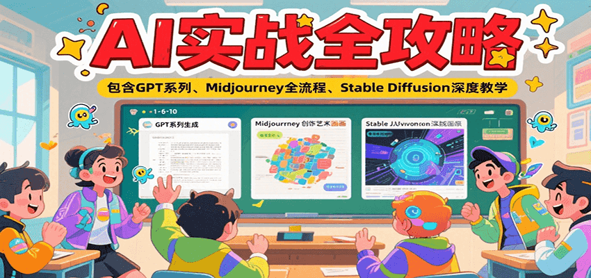 AI实战全攻略，包含GPT系列、Midjourney全流程、Stable Diffusion深度教学-韬哥副业项目资源网