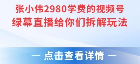 张小伟2980付费额视频号绿幕直播给你们拆解玩法-韬哥副业项目资源网