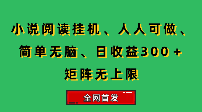 （15413期）小说挂机阅读，人人可做，简单无脑，一天收益300＋矩阵无限上-韬哥副业项目资源网