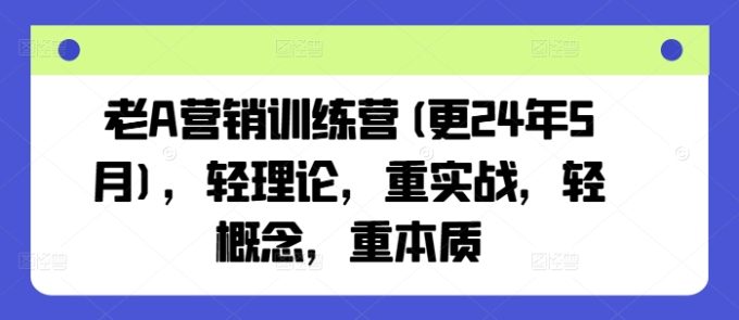 老A营销训练营(更25年7月),轻理论,重实战,轻概念,重本质-韬哥副业项目资源网