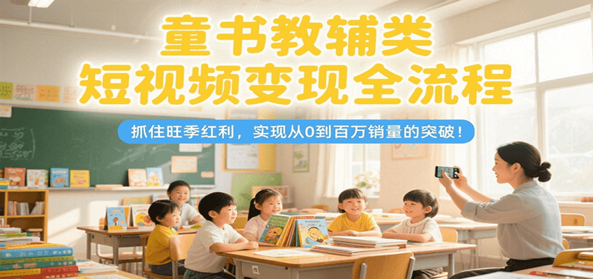 童书教辅类短视频变现全流程，抓住旺季红利，实现从0到百万销量的突破！-韬哥副业项目资源网