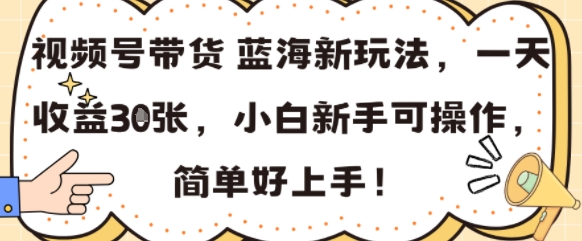 视频号带货蓝海新玩法，一天收益3张，小白新手可操作，简单好上手!-韬哥副业项目资源网