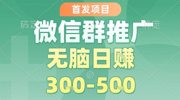 首发项目，微信群推广，一天15单，每单利润10米，无脑日入3-5张【揭秘】-韬哥副业项目资源网