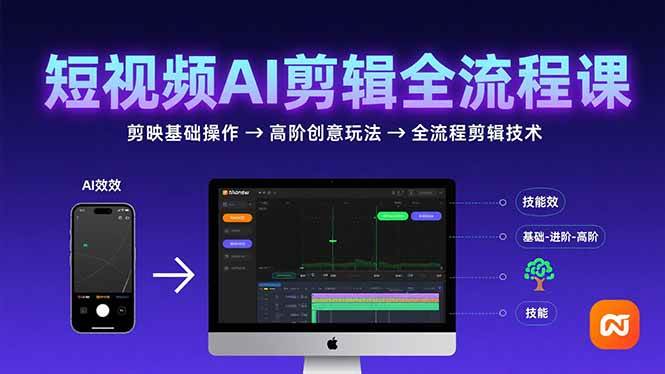 图片[1]-（15647期）短视频AI剪辑技能，从剪映基础操作到高阶创意玩法，全流程剪辑技术-韬哥副业项目资源网