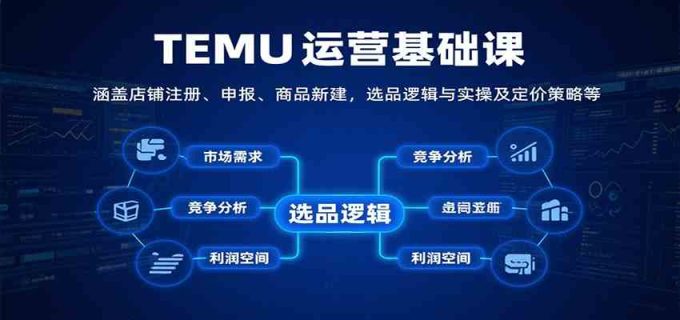 TEMU运营基础课：涵盖店铺注册、申报、商品新建，选品逻辑与实操及定价策略等-韬哥副业项目资源网