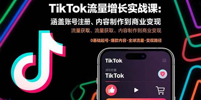 (15791期)TikTok流量增长实战课:涵盖账号注册、流量获取、内容制作到商业变现-韬哥副业项目资源网