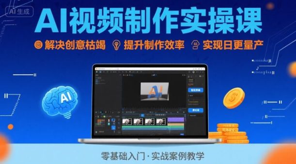 Ai视频制作实操课,解决创意枯竭、效率低下痛点,实现日更量产可持续变现-韬哥副业项目资源网