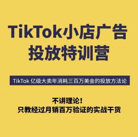 TikTok小店广告投放特训营，6天破局计划专治各种“投不动”，教你经过月销百万验证的实战干货-韬哥副业项目资源网