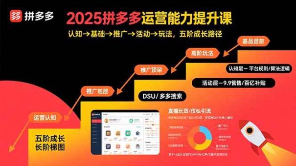 (15826期)2025拼多多运营能力提升课:认知→基础→推广→活动→玩法,五阶成长路径-韬哥副业项目资源网