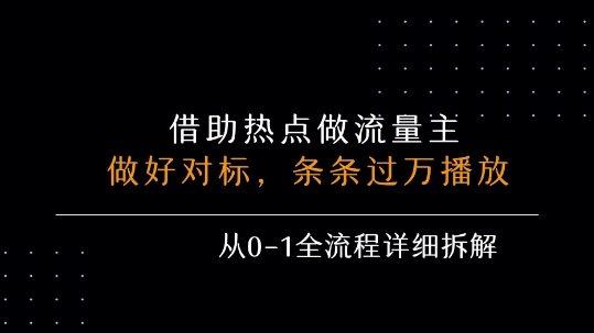 借力热点,乘顺风车玩流量主,条条过万播放, 每月收益5k+,从0-1全流程详细拆解