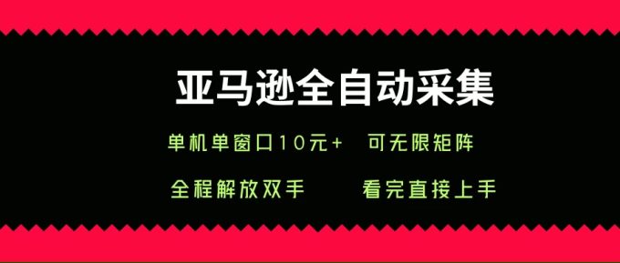 （15704期）亚马逊全自动采集，单机单窗口一天10+，可无限矩阵去做-韬哥副业项目资源网