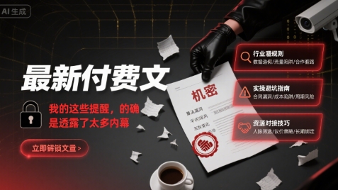 最新付费文:我的这些提醒,的确是透露了太多内幕