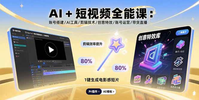 (15862期)AI+短视频全能课:账号搭建/AI工具/剪辑技术/创意特效/账号运营/带货直播-韬哥副业项目资源网