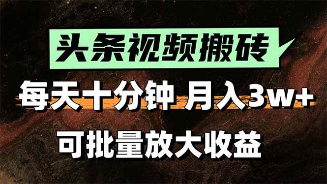 （15582期）2025最新副业玩法！AI全自动搬运视频发头条，无脑发布也能月入过万！-韬哥副业项目资源网