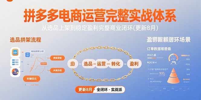 （15579期）拼多多电商运营完整实战体系，从选品上架到稳定盈利完整商业闭环(更新8月)-韬哥副业项目资源网