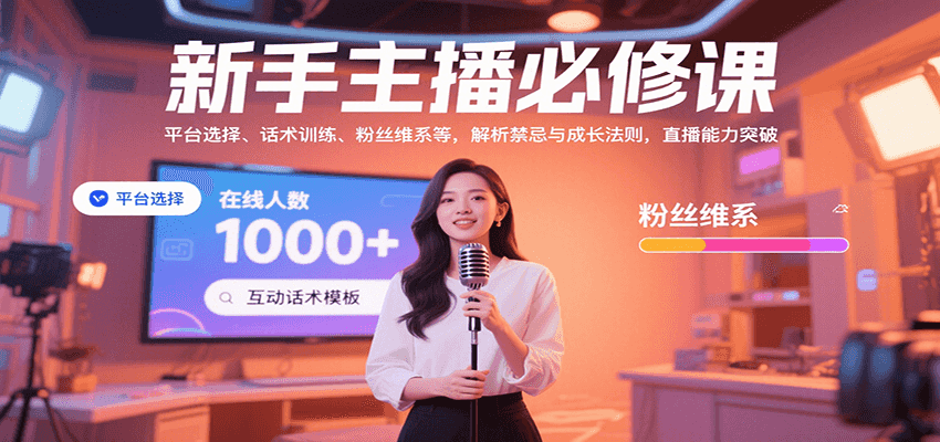 新手主播必修课:平台选择、话术训练、粉丝维系等,解析禁忌与成长法则,突破直播能力-韬哥副业项目资源网