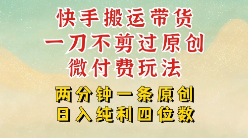 快手黑科技搬运带货，一刀不剪过原创，微付费投流玩法，轻松日入四位数，深层揭秘玩法-韬哥副业项目资源网