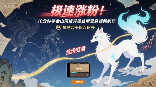 极速涨粉！10分钟学会山海经异兽丝滑变身视频制作，快速起千粉万粉号-韬哥副业项目资源网