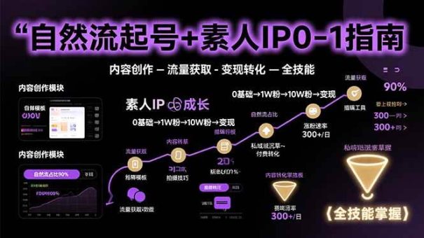 (15683期)自然流起号+素人IP0-1指南,快速掌握内容创作-流量获取-变现转化-全技能-韬哥副业项目资源网