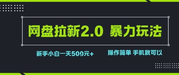 网盘拉新2.0暴力玩法,新手小白一天轻松5张,操作简单