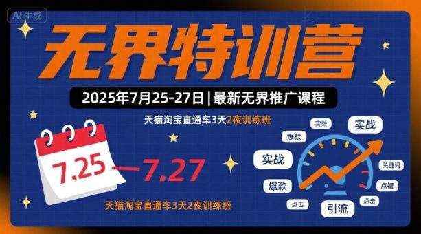 无界特训营2025年7月25-27日,最新无界推广课程,天猫淘宝直通车3天2夜训练班-韬哥副业项目资源网