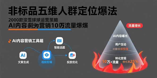 （15619期）非标品五维人群定位法，2000款滚雪球运营策略，AI内容营销10万流量引爆-韬哥副业项目资源网