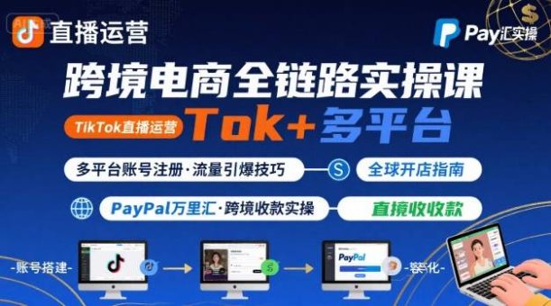 跨境电商线上课,TikTok 直播运营 + 多平台账号注册 + PayPal 万里汇实操教程-韬哥副业项目资源网