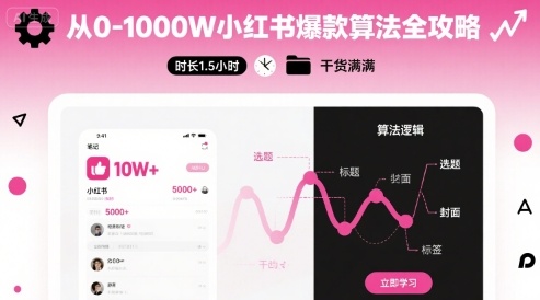 从0-1000W小红书爆款算法全攻略，时长1.5小时，干货满满-韬哥副业项目资源网
