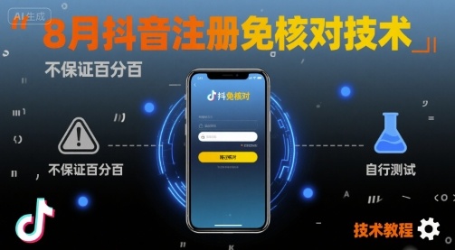 8月抖音注册免核对技术，不保证百分百，自测-韬哥副业项目资源网