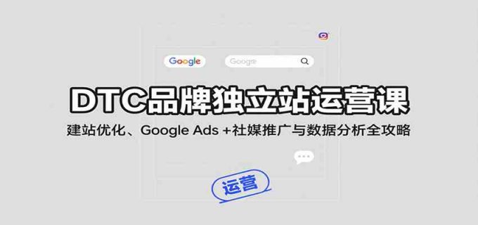 DTC品牌独立站运营课:建站优化、Google Ads + 社媒推广与数据分析全攻略-韬哥副业项目资源网