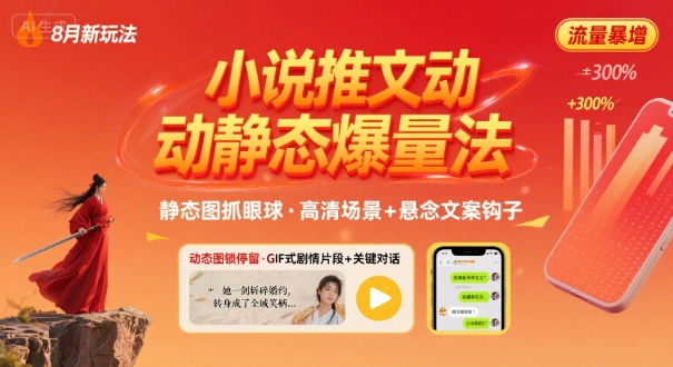 8月小说推文全新玩法，动静态图片+搭配小说文案爆量玩法-韬哥副业项目资源网