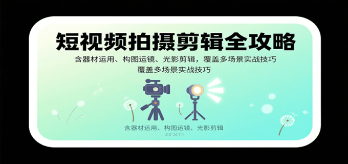 短视频拍摄剪辑全攻略:含器材运用、构图运镜、光影剪辑,覆盖多场景实战技巧-韬哥副业项目资源网