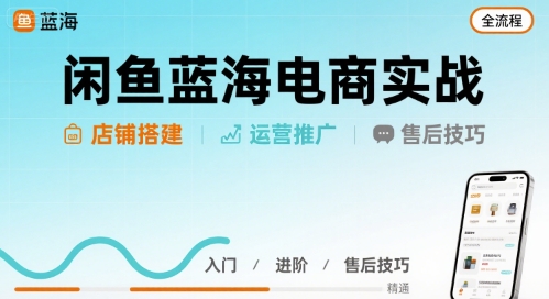 闲鱼蓝海电商实战，店铺搭建运营售后全流程-韬哥副业项目资源网