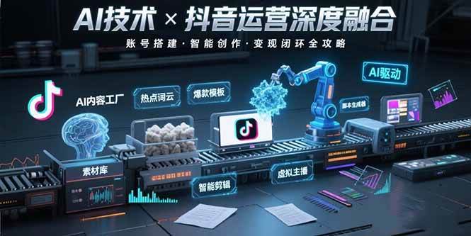 （15630期）AI技术与抖音运营的深度融合应用：涵盖账号搭建、内容创作、收益变现等-韬哥副业项目资源网