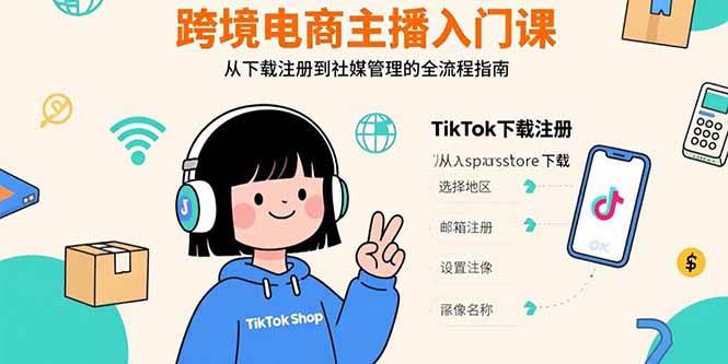 （15708期）跨境电商主播入门课，TikTok下载注册，支付工具配置，社媒账号管理全流程-韬哥副业项目资源网