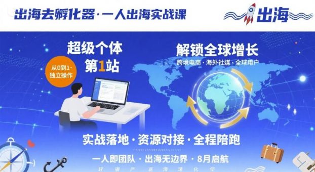 出海去孵化器,一人出海实战课,超级个体第1站,解锁全球增长-韬哥副业项目资源网