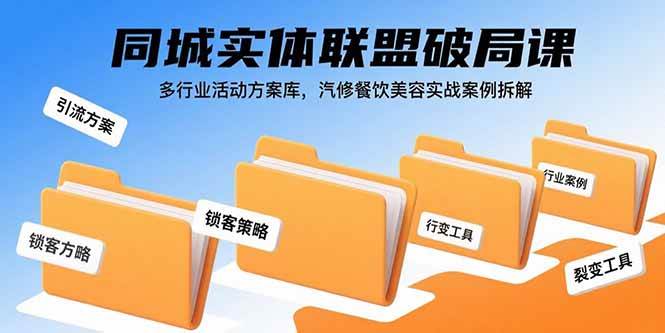 （15833期）同城实体联盟破局课，多行业活动方案库，汽修餐饮美容实战案例拆解-韬哥副业项目资源网