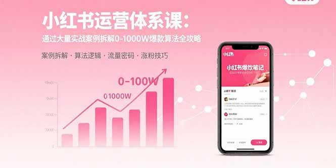 (15792期)小红书运营体系课:通过大量实战案例拆解0-1000W爆款算法全攻略-韬哥副业项目资源网
