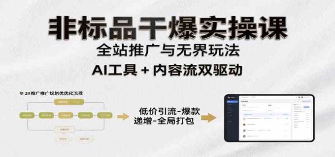 非标品干爆实操课:含多案例及操盘方法,从选品到推广、成交,助力打造爆款实现盈利-韬哥副业项目资源网