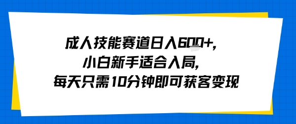 成人技能赛道日入多张，小白新手适合入局，每天只需10分钟即可获客变现-韬哥副业项目资源网