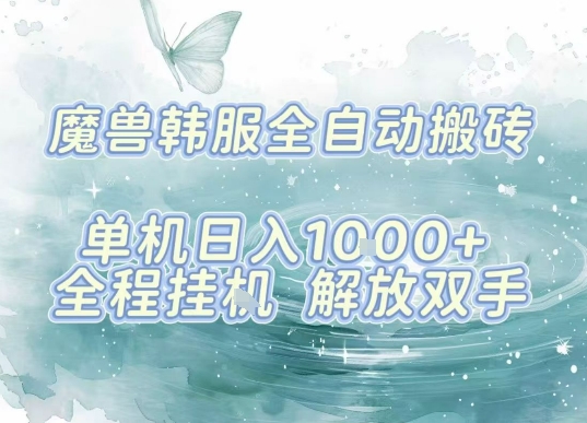 最新韩服游戏搬砖，单机日入1k+，全自动运行挂G项目，解放双手【揭秘】-韬哥副业项目资源网