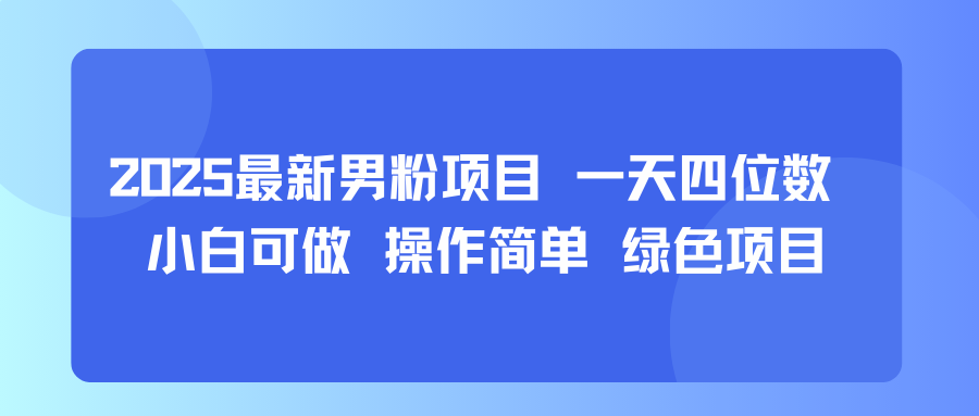2025最新男粉项目 一天四位数 小白可做 操作简单 绿色项目-韬哥副业项目资源网
