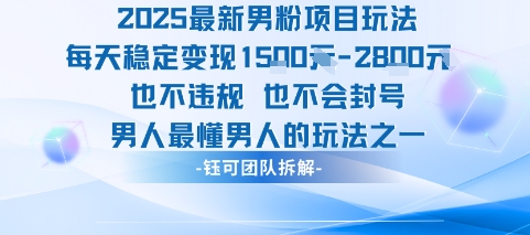 2025最新男粉项目玩法每天变现1k+也不违规也不会封号男人最懂男人的玩法-韬哥副业项目资源网