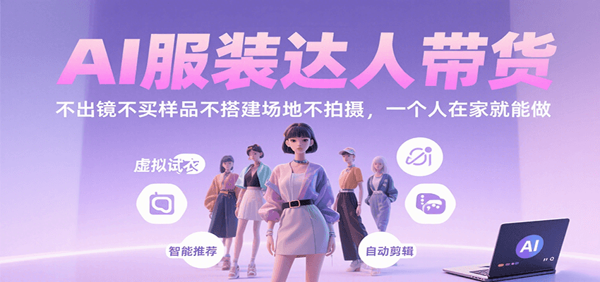 AI服装达人带货,不出镜不买样品不搭建场地不拍摄,一个人在家就能做-韬哥副业项目资源网
