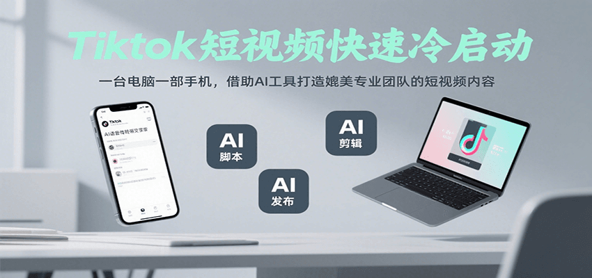 Tiktok短视频快速冷启动,一台电脑一部手机,借助AI工具打造媲美专业团队的短视频内容-韬哥副业项目资源网