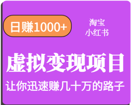 淘宝OR小红书虚拟变现，日赚1000+，多账号操作年收入几十W不等-韬哥副业项目资源网