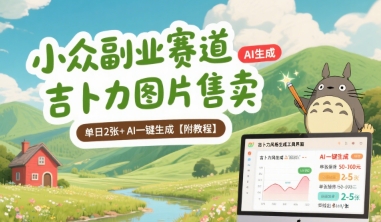 小众副业赛道 吉卜力图片售卖 单日2张+ AI一键生成【附教程】-韬哥副业项目资源网