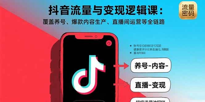 （15824期）抖音流量与变现逻辑课：覆盖养号、爆款内容生产、直播间运营等全链路-韬哥副业项目资源网