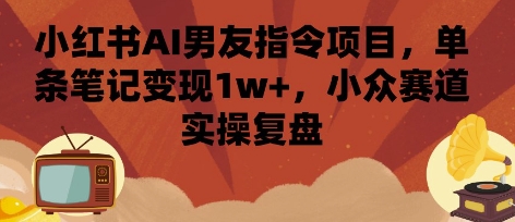 小红书AI男友指令项目，单条笔记变现1w+，小众赛道实操复盘-韬哥副业项目资源网