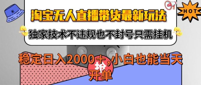 淘宝无人直播带货最新玩法,独家技术不违规不封号,只需挂机稳定日入2000+-韬哥副业项目资源网
